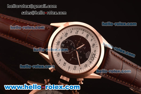 Tag Heuer Mikrograph Asia Automatic Rose Gold Case with Brown/White Dial - Click Image to Close